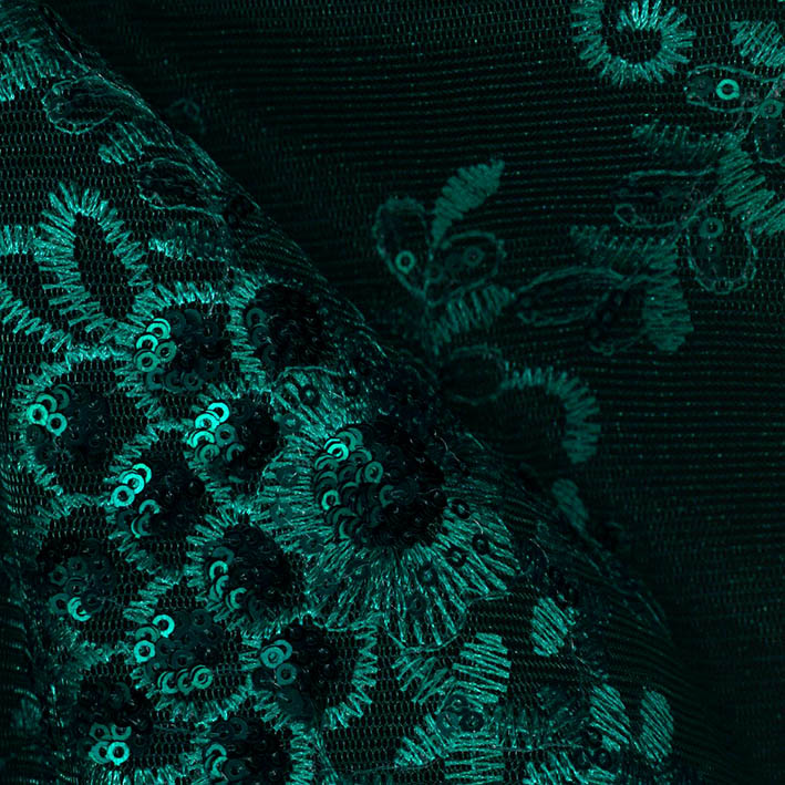 telas - Encaje verde esmeralda