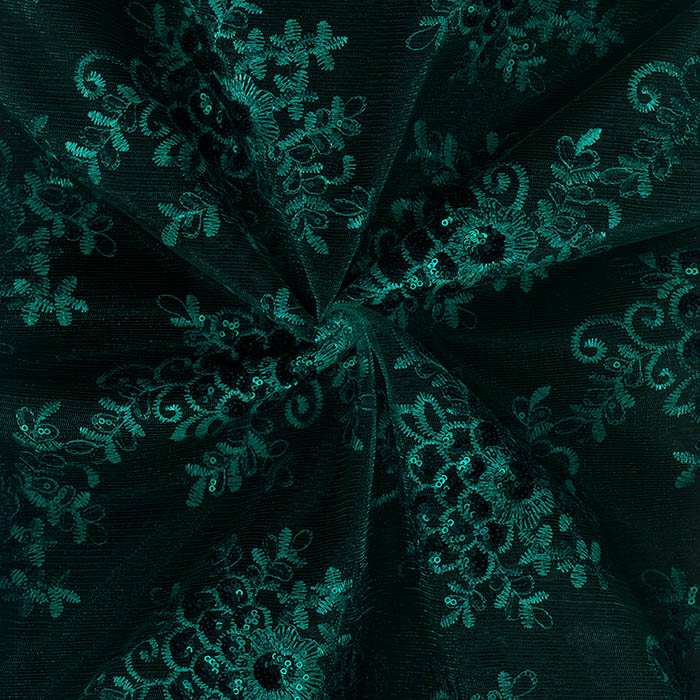 telas - Encaje verde esmeralda
