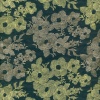 Miniatura de foto de Organza bordada flores verde dorado