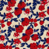 Miniatura de foto de Viyela estampada rosas rojas, hojas azules