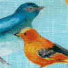 Miniatura de foto de Algodón estampado azul pájaros multicolor