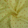 Miniatura de foto de Tela lino vichy amarillo lunares bordados naranja