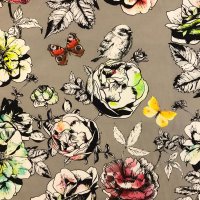 Miniatura de foto de loneta estampada flores gris