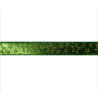 Miniatura de foto de Cinta de satén doble faz estrellas verde musgo 10mm