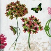 Miniatura de foto de Tela lino estampado  flores rojas y rosas con mariposas