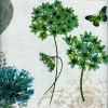 Miniatura de foto de Tela lino estampado  flores verdes y mariposas