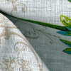 Miniatura de foto de Tela lino estampado  flores verdes y mariposas
