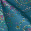Miniatura de foto de Tela algodón estampado flores & pavo real azul