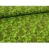 Miniatura de foto de Lycra estampada verde con motivos florales negros