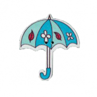 Miniatura de foto de Boton madera forma paraguas azul