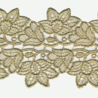 Miniatura de foto de Entredós de guipure flores, metalizado oro