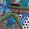 Miniatura de foto de Satén verde y azul, flores y lunares