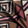 Miniatura de foto de Satén con elastan, motivos geométricos rosa palo y marrones