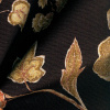 Miniatura de foto de Tapicería lino negro estampado flores ocre