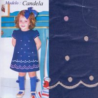 Miniatura de foto de Patrón recortable candela sarga bordada 9/18 meses azul