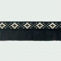Miniatura de foto de Fleco 27mm negro, rombos marfil