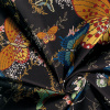 Miniatura de foto de Seda poliéster negra estampada mariposas multicolor