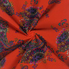 Miniatura de foto de Crep de algodón rojo estampado hojas y flores