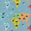 Miniatura de foto de Algodón mapa mundi azul