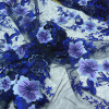 Miniatura de foto de Encaje tul bordado flores tonos azules