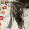 Miniatura de foto de Encaje tul negro bordado flores multicolor