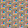 Miniatura de foto de Popelín patchwork estampado digital elefantes multicolor, fondo gris