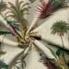 Miniatura de foto de Loneta estampado digital garzas y palmeras fondo beige verdoso