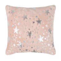 Miniatura de foto de Cojín coralina estrellas plata rosa 30x30