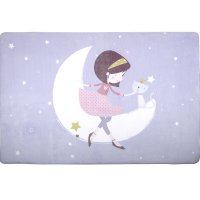 Miniatura de foto de alfombra antideslizante malva niña, luna y gato 45x75