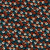 Miniatura de foto de Crep negro estampado flores naranja, terracota, azul