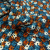 Miniatura de foto de Crep negro estampado flores naranja, terracota, azul