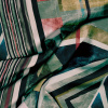 Miniatura de foto de Satén estampado geometrico ocre, azul, petróleo, terracota