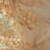 Miniatura de foto de Encaje tul bordado flores salmón y oro