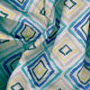 Miniatura de foto de Loneta estampado rombos verde, turquesa, amarillo, negro