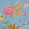 Miniatura de foto de Satén estampado digital flores grandes fondo azul