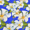 Miniatura de foto de Satén estampado flores grandes azul-verde-amarillo