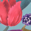 Miniatura de foto de Satén estampado digital flores grandes garzas fondo azul
