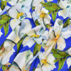 Miniatura de foto de Satén estampado flores grandes azul-verde-amarillo