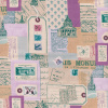 Miniatura de foto de Patchwork sellos y etiquetas del mundo lila, turquesa