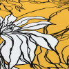 Miniatura de foto de Satén amarillo estampado flor blanco y negro