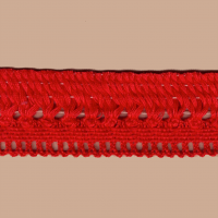 Miniatura de foto de Puntilla fleco bolillo rojo