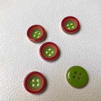 Miniatura de foto de Botón rojoy pistacho 15mm.