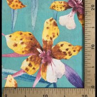 Miniatura de foto de Loneta estampado digital orquideas turquesa
