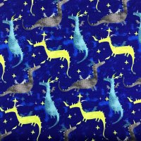 Miniatura de foto de Algodón percal azul dibujos de dragones