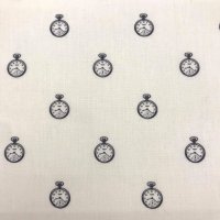 Miniatura de foto de Popelín blanco estampado digital relojes de bolsillo