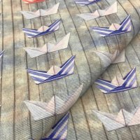 Miniatura de foto de Loneta estampado nautico barcos de papel