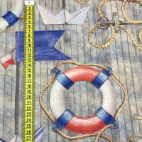 Miniatura de foto de Loneta estampado nautico timones, y banderines