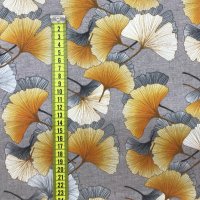 Miniatura de foto de Loneta estampado hojas de ginkgo naranja