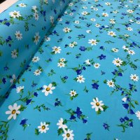 Miniatura de foto de Lycra baño mate estampado flores fondo azul