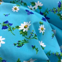 Miniatura de foto de Lycra baño mate estampado flores fondo azul